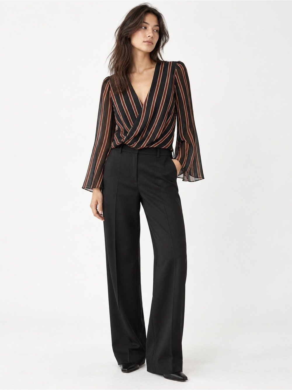 Do+Be Striped Wide Sleeve Crop Top